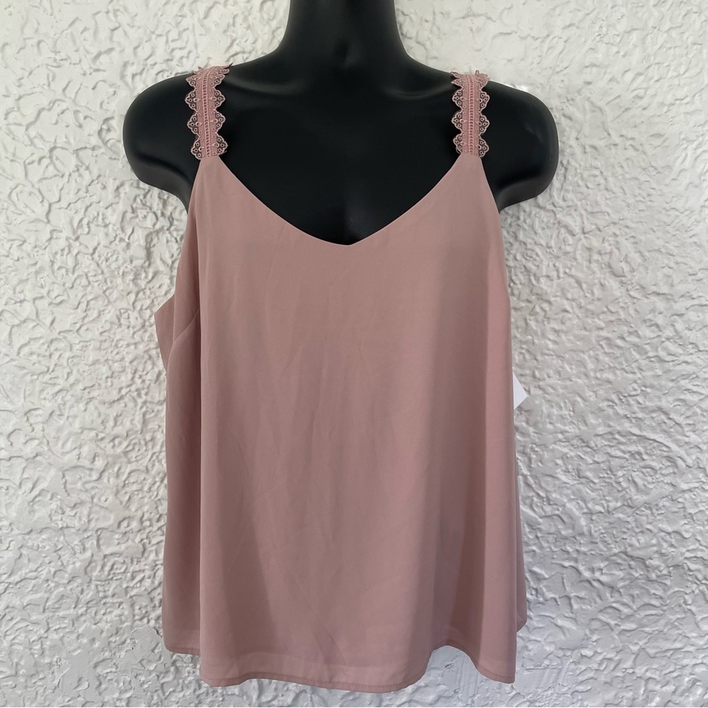 Nordstrom Rack NWT Blush Pink Adobe Eyelet Trim Tank Top Blouse Size XL Summer - Picture 2 of 7